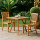 Olen Outdoor Dining Table, Slatted Square 32 Inch, Brown Acacia Wood