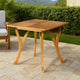 Olen Outdoor Dining Table, Slatted Square 32 Inch, Brown Acacia Wood