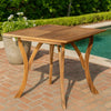 Olen Outdoor Dining Table, Slatted Square 32 Inch, Brown Acacia Wood