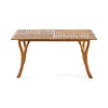 Olen Outdoor Dining Table, 59'' Rectangular Brown Wood\