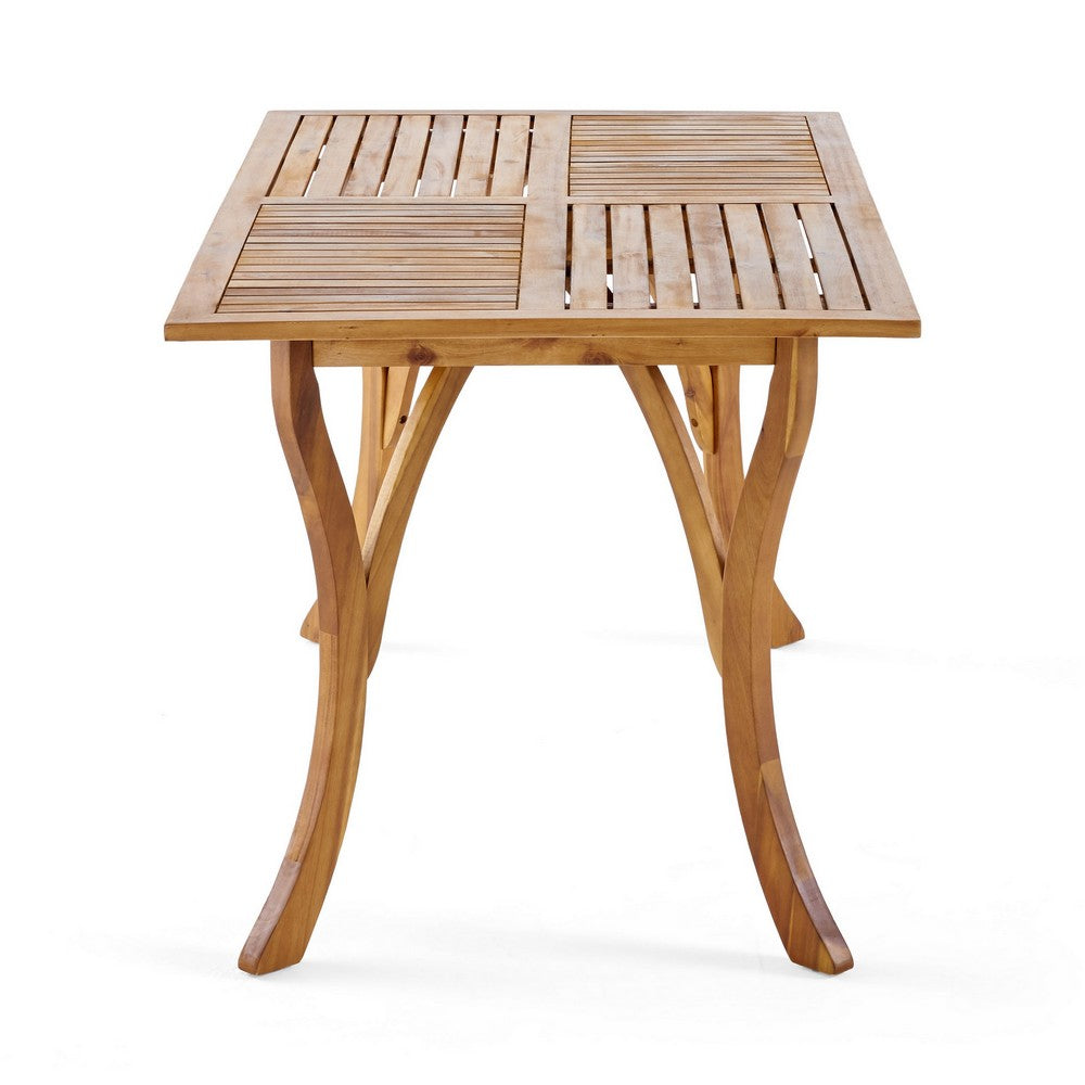 Olen Outdoor Dining Table, 59'' Rectangular Brown Wood\