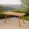 Olen Outdoor Dining Table, 59'' Rectangular Brown Wood\