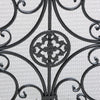 Fireplace Screen with Mesh, 45" Scroll Design, Black and Silver Iron