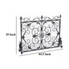 Fireplace Screen with Mesh, 45" Scroll Design, Black and Silver Iron