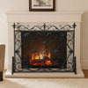 Fireplace Screen with Mesh, 45" Scroll Design, Black and Silver Iron