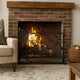 Fireplace Screen with Mesh, 45" Scroll Design, Black and Silver Iron
