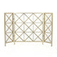 Fireplace Screen, 49" 3 Panel Mesh Design, Cross Gold Iron
