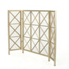 Fireplace Screen, 49" 3 Panel Mesh Design, Cross Gold Iron
