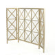Fireplace Screen, 49" 3 Panel Mesh Design, Cross Gold Iron