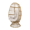 Outdoor Swivel Accent Chair, Cushioned, Natural Brown Rattan