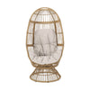 Outdoor Swivel Accent Chair, Cushioned, Natural Brown Rattan