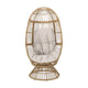 Outdoor Swivel Accent Chair, Cushioned, Natural Brown Rattan