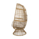 Outdoor Swivel Accent Chair, Cushioned, Natural Brown Rattan