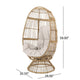 Outdoor Swivel Accent Chair, Cushioned, Natural Brown Rattan