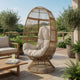 Outdoor Swivel Accent Chair, Cushioned, Natural Brown Rattan