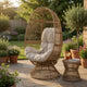 Outdoor Swivel Accent Chair, Cushioned, Natural Brown Rattan