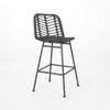 Outdoor Barstool Chair Set of 2, Gray Knitted Style Rattan