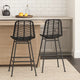 Outdoor Barstool Chair Set of 2, Gray Knitted Style Rattan