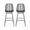 Outdoor Barstool Chair Set of 2, Gray Knitted Style Rattan