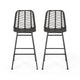 Outdoor Barstool Chair Set of 2, Gray Knitted Style Rattan