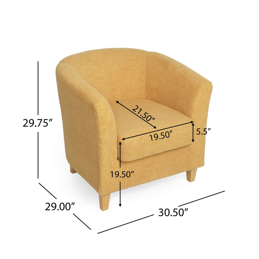 Accent Chair, 31" Round Armrest Design, Rich Mustard Yellow
