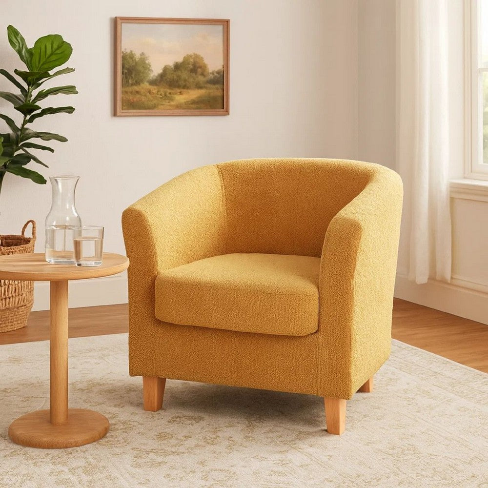Accent Chair, 31" Round Armrest Design, Rich Mustard Yellow