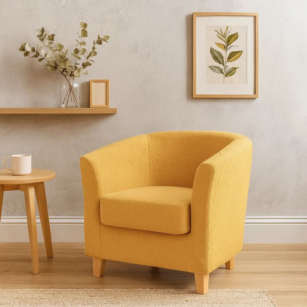 Accent Chair, 31" Round Armrest Design, Rich Mustard Yellow