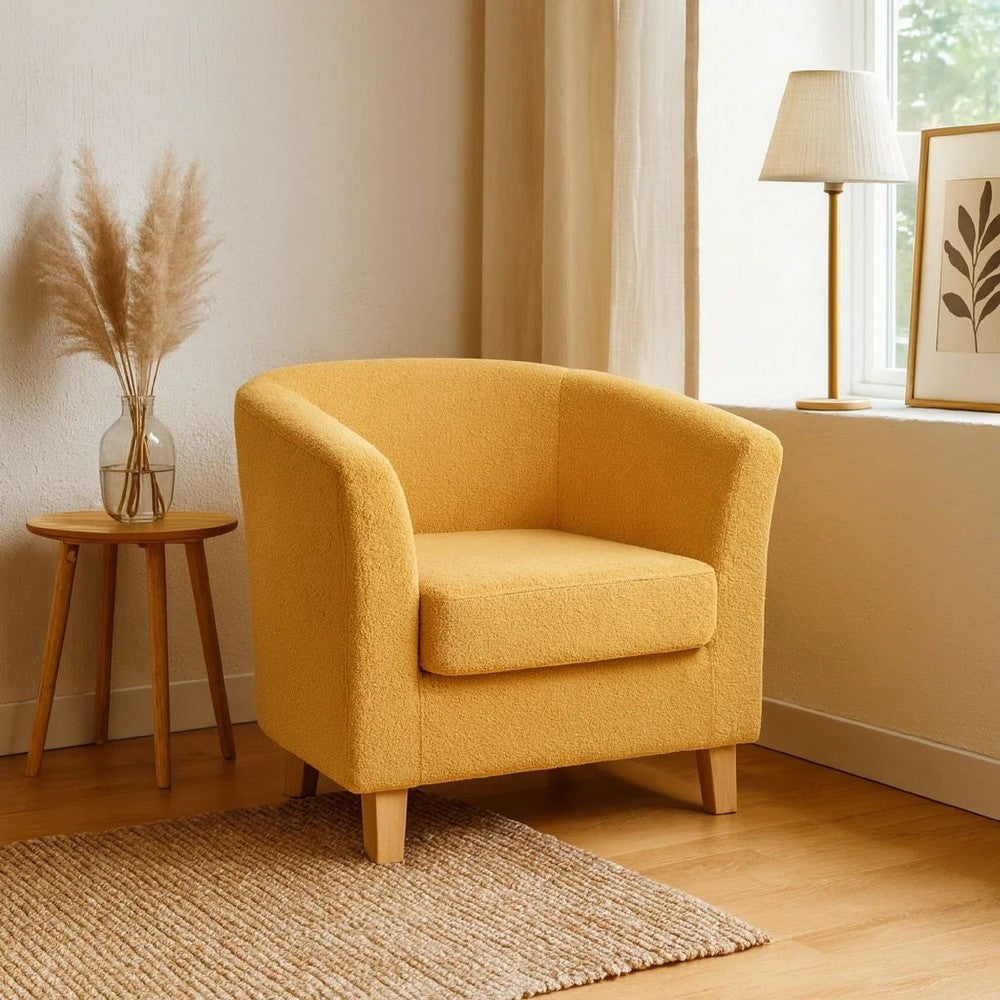 Accent Chair, 31" Round Armrest Design, Rich Mustard Yellow