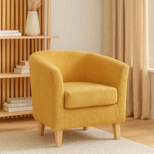 Accent Chair, 31" Round Armrest Design, Rich Mustard Yellow