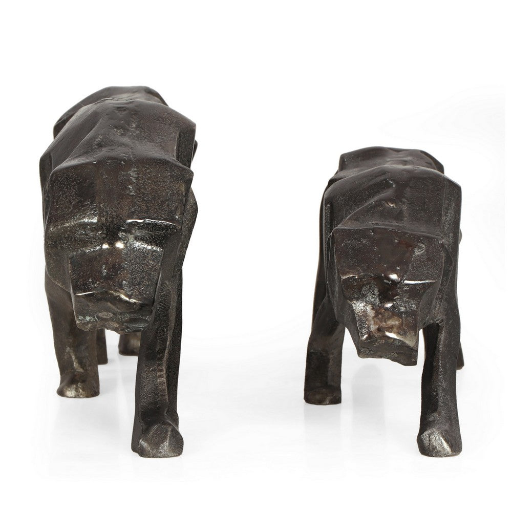 Tabletop Leopard Figurine, 10" Textured Black Aluminium