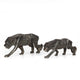 Tabletop Leopard Figurine Set of 2, Textured Finish, Black Aluminium