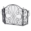 Fireplace Screen 57 Inch 3 Panel Scrolled Mesh Black Silver Iron BM323821