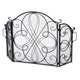 Fireplace Screen, 3 Panel 57" Scrolled Mesh Black Iron