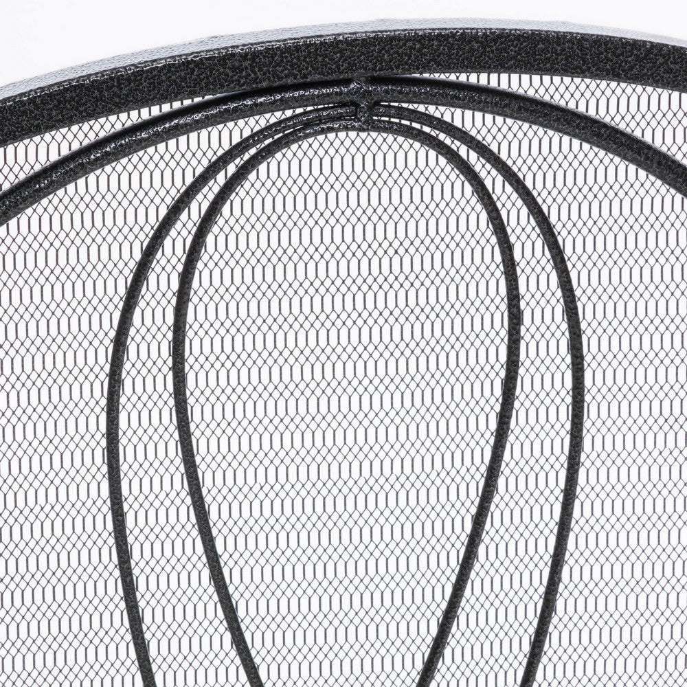 Fireplace Screen, 3 Panel 57" Scrolled Mesh Black Iron