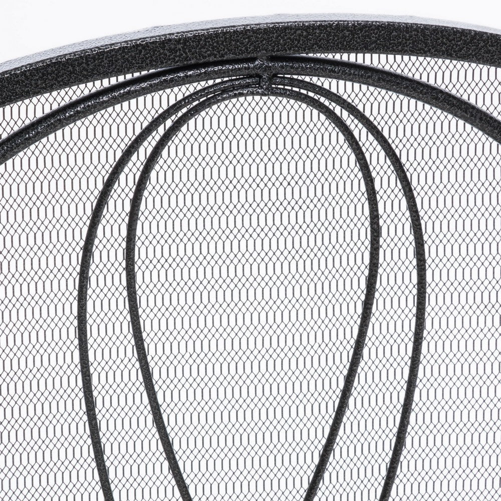 Fireplace Screen 57 Inch 3 Panel Scrolled Mesh Black Silver Iron BM323821