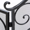 Fireplace Screen, 3 Panel 57" Scrolled Mesh Black Iron