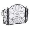 Fireplace Screen, 3 Panel 57" Scrolled Mesh Black Iron