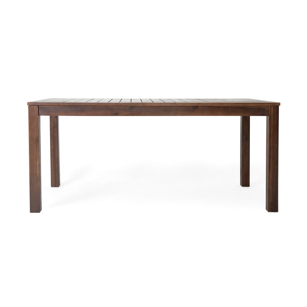 Feya Outdoor Dining Table, 69" Rectangular Brown Acacia Wood