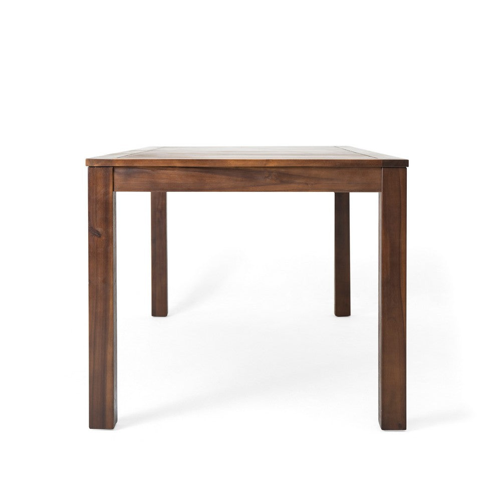 Feya Outdoor Dining Table, 69" Rectangular Brown Acacia Wood