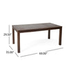 Feya Outdoor Dining Table, 69" Rectangular Brown Acacia Wood