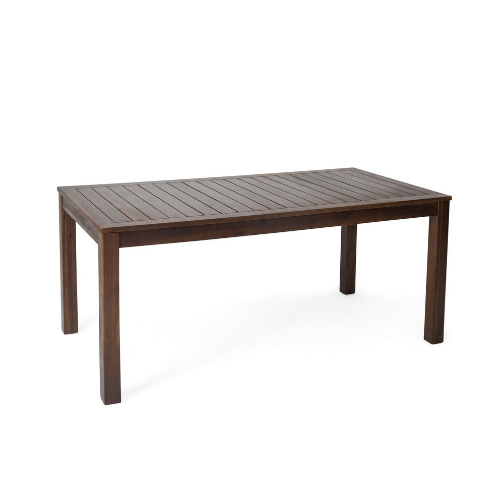 Feya Outdoor Dining Table, 69" Rectangular Brown Acacia Wood