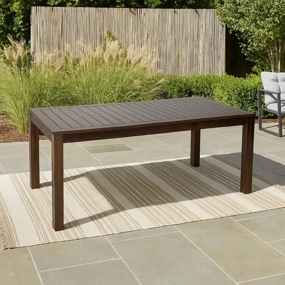 Feya Outdoor Dining Table, 69" Rectangular Brown Acacia Wood