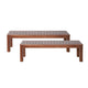 Feya Outdoor Bench Set of 2, 62" Smooth Brown Acacia Wood