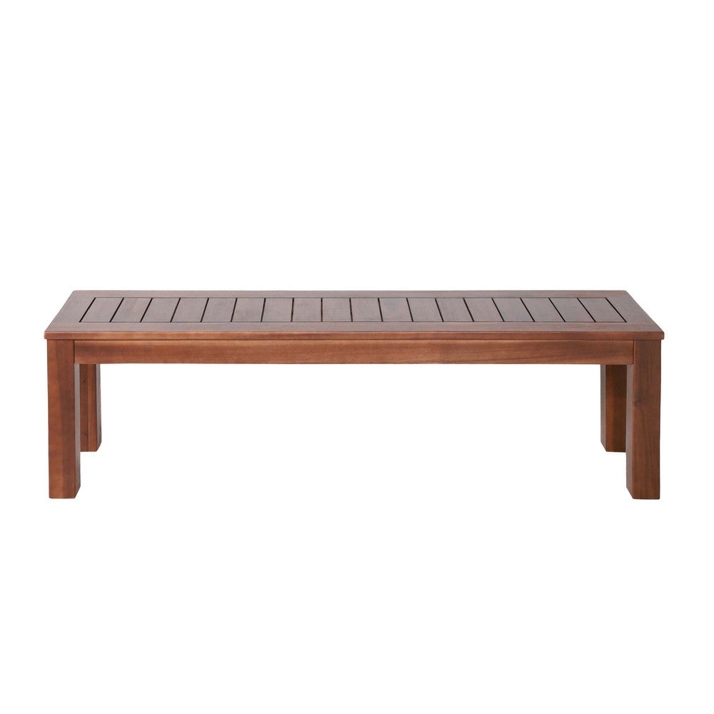 Feya Outdoor Bench Set of 2, 62" Smooth Brown Acacia Wood