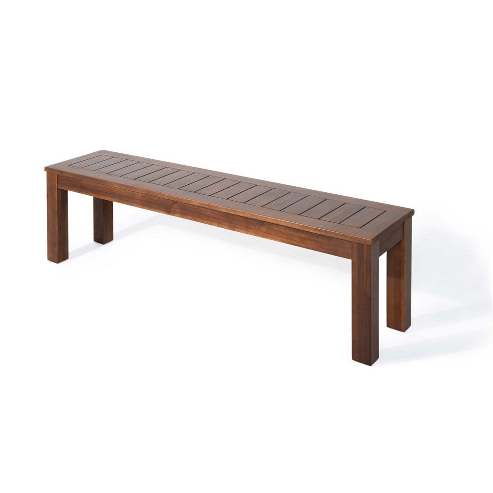 Feya Outdoor Bench Set of 2, 62" Smooth Brown Acacia Wood