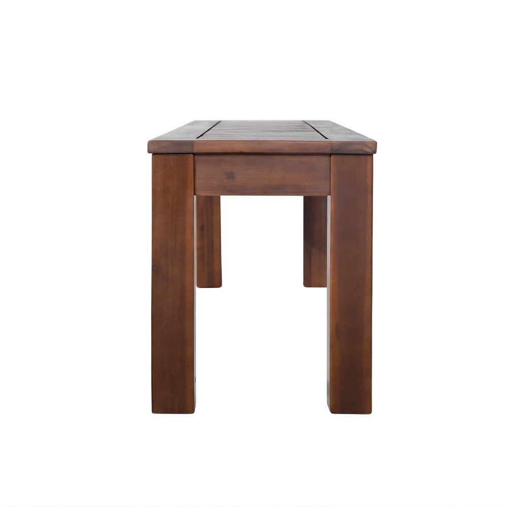 Feya Outdoor Bench Set of 2, 62" Smooth Brown Acacia Wood