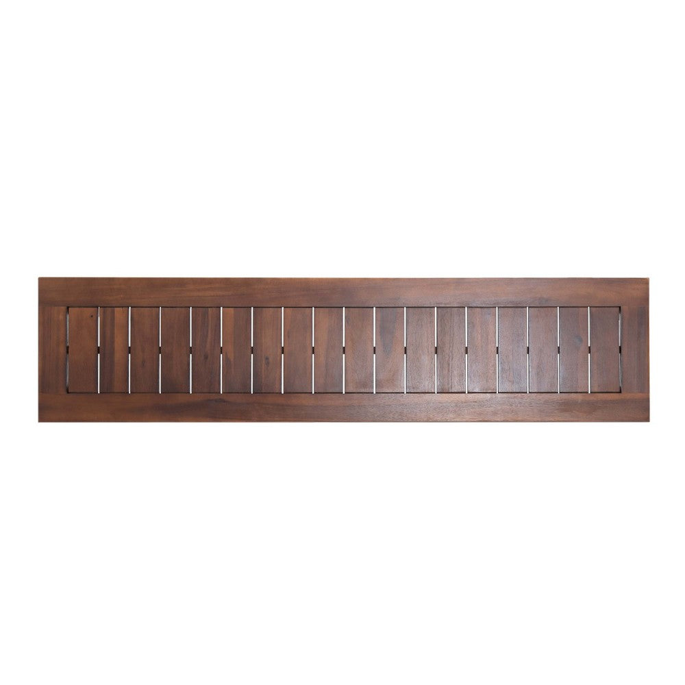 Feya Outdoor Bench Set of 2, 62" Smooth Brown Acacia Wood