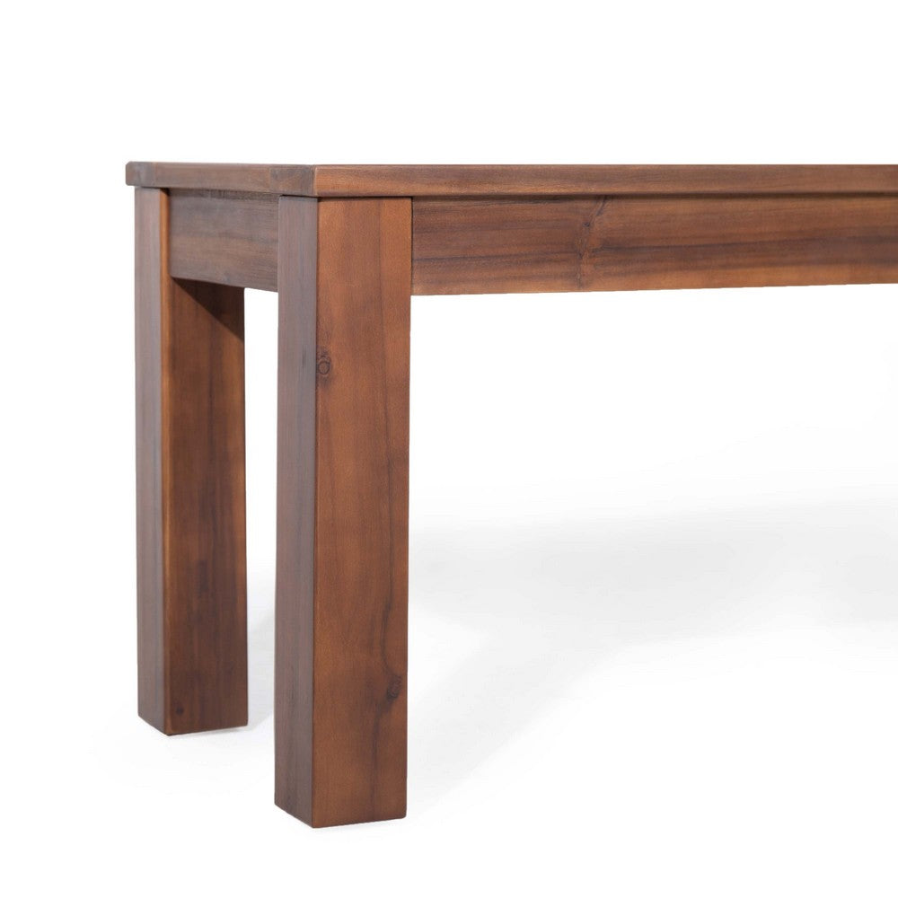 Feya Outdoor Bench Set of 2, 62" Smooth Brown Acacia Wood