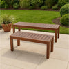 Feya Outdoor Bench Set of 2, 62" Smooth Brown Acacia Wood