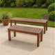 Feya Outdoor Bench Set of 2, 62" Smooth Brown Acacia Wood